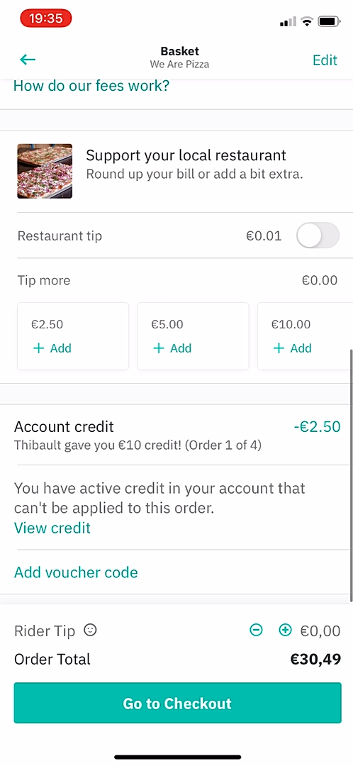 Deliveroo - Buying something - Screen 10