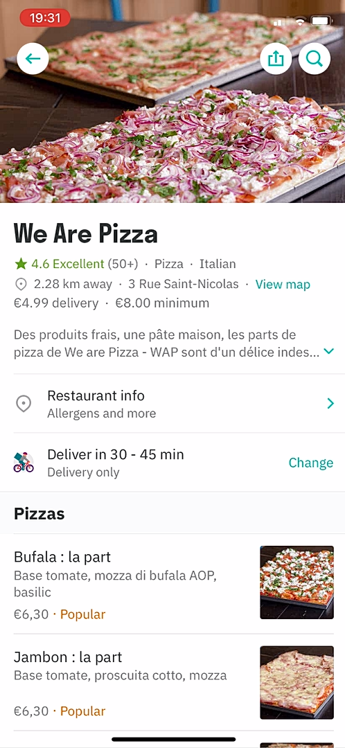 Deliveroo - Buying something - Screen 3