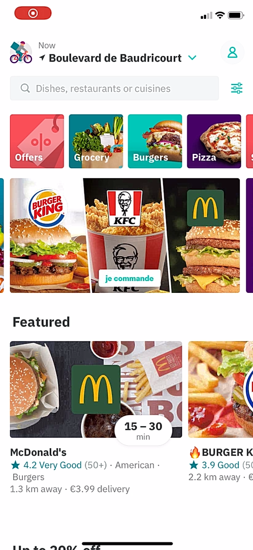 Deliveroo - Buying something - Screen 1