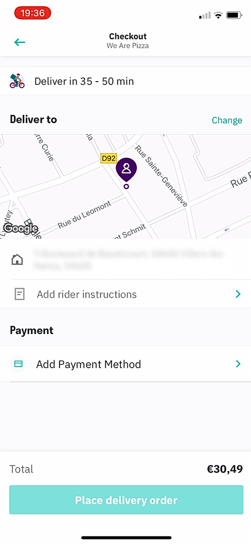 Deliveroo - Buying something - Screen 15