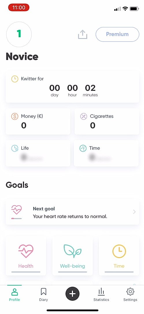 Kwit - Completing a diary - Screen 9
