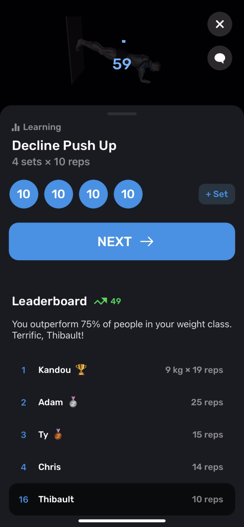FitnessAI - Doing a session - Screen 17