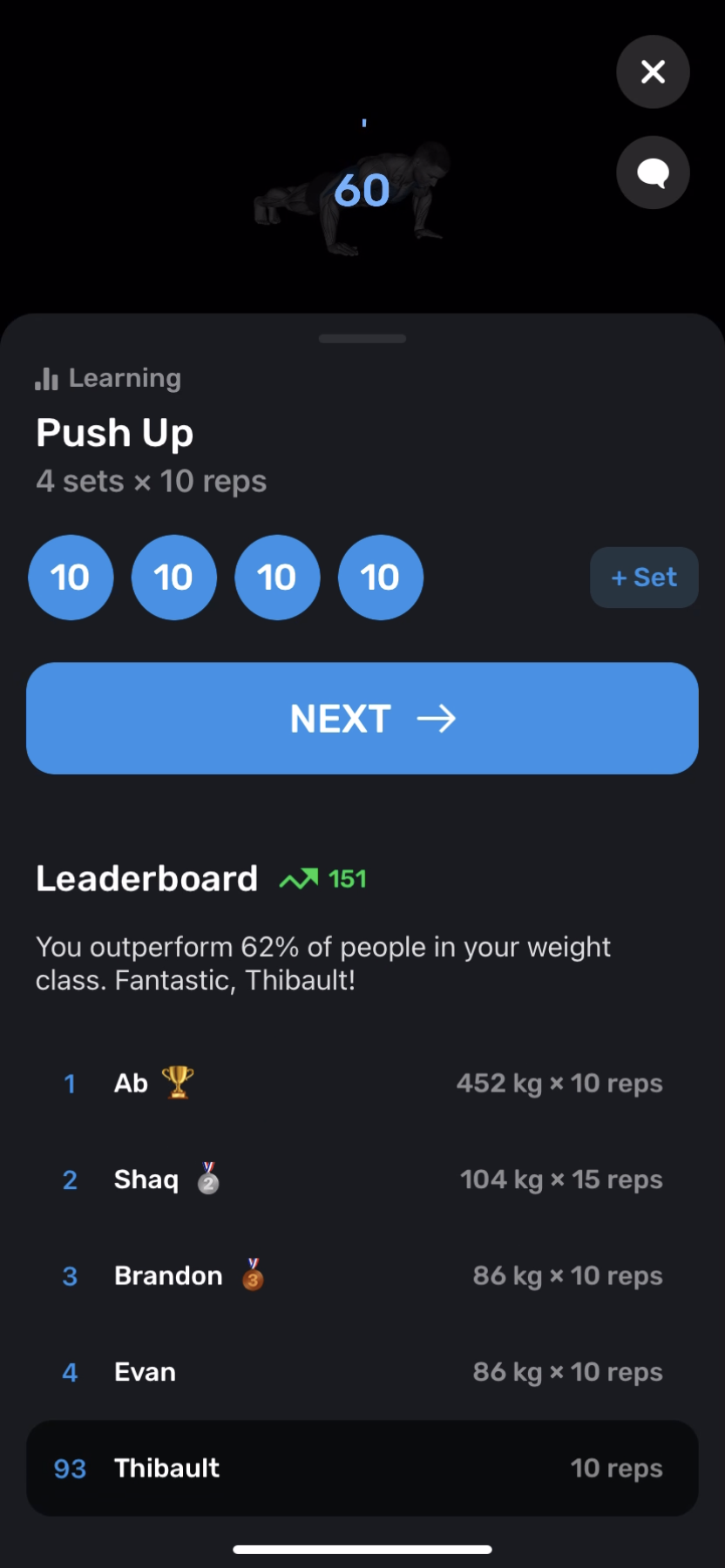 FitnessAI - Doing a session - Screen 9