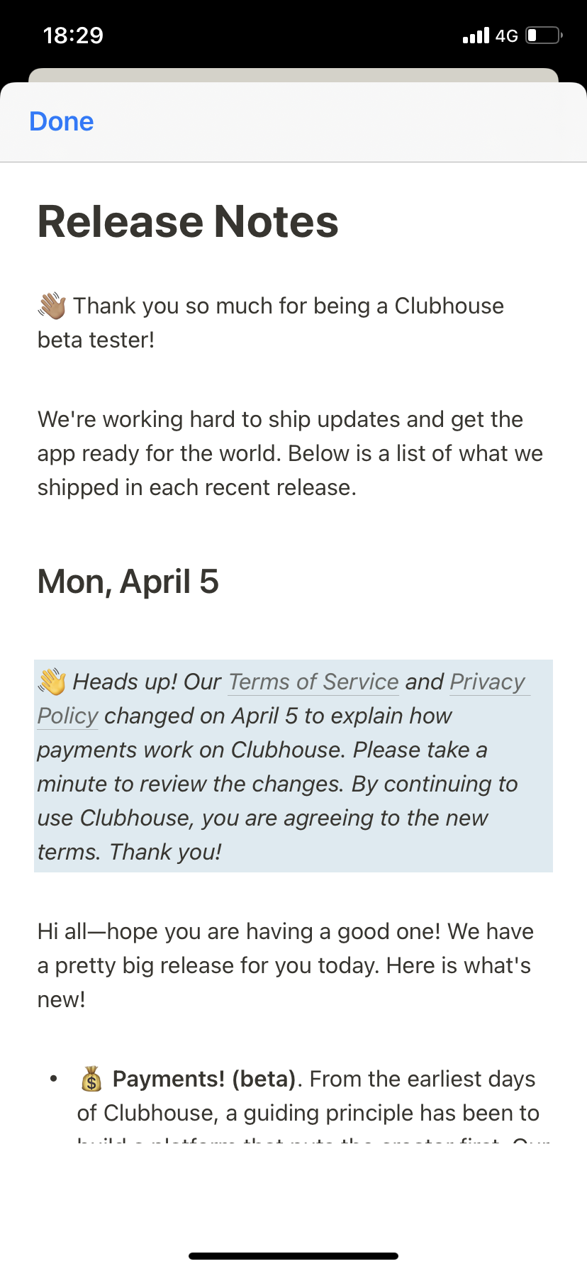 Clubhouse - App update - Screen 2