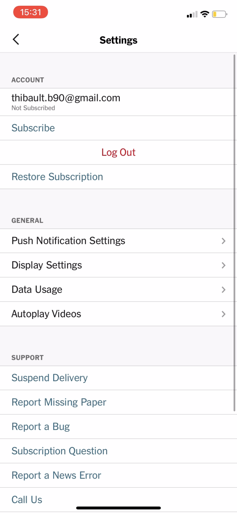 The New York Times - Settings