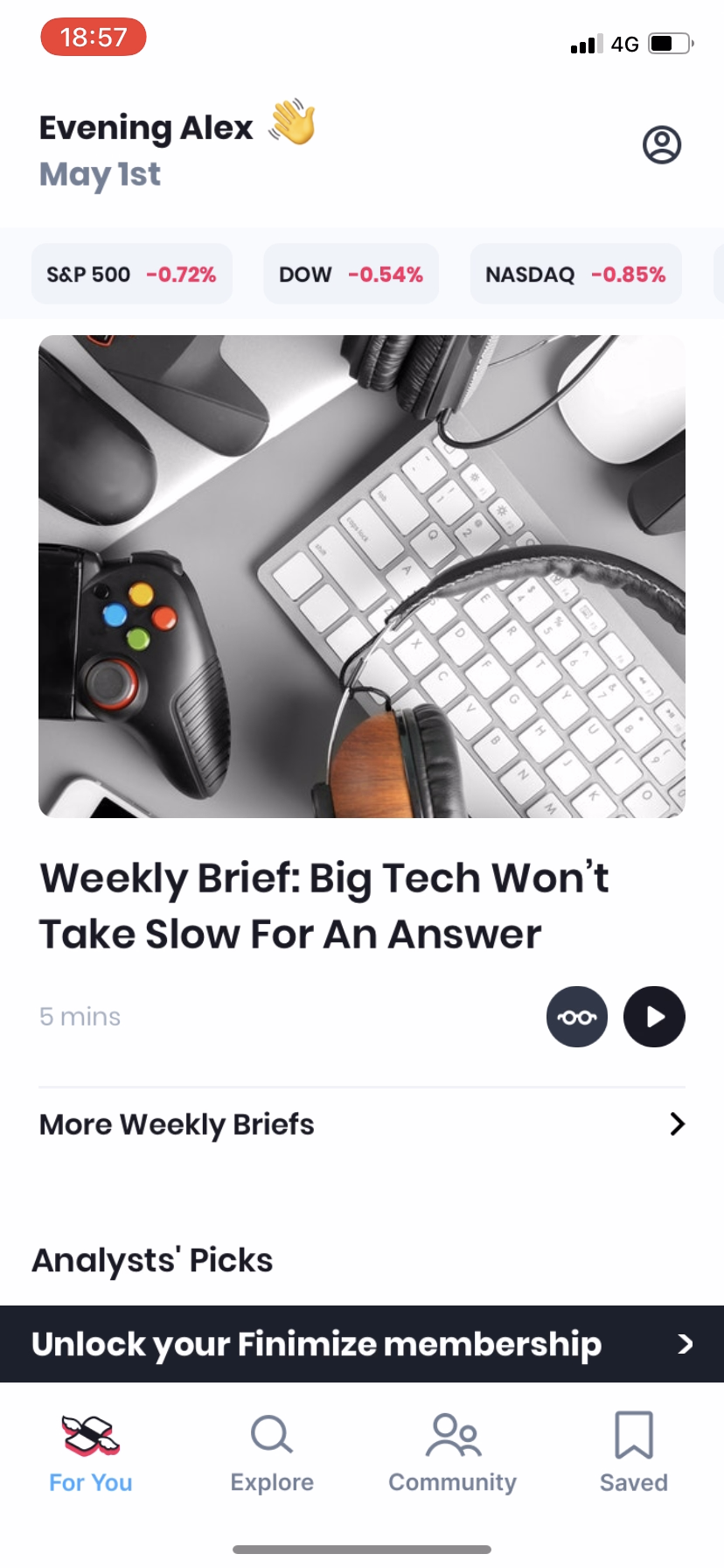 Finimize - Navigation