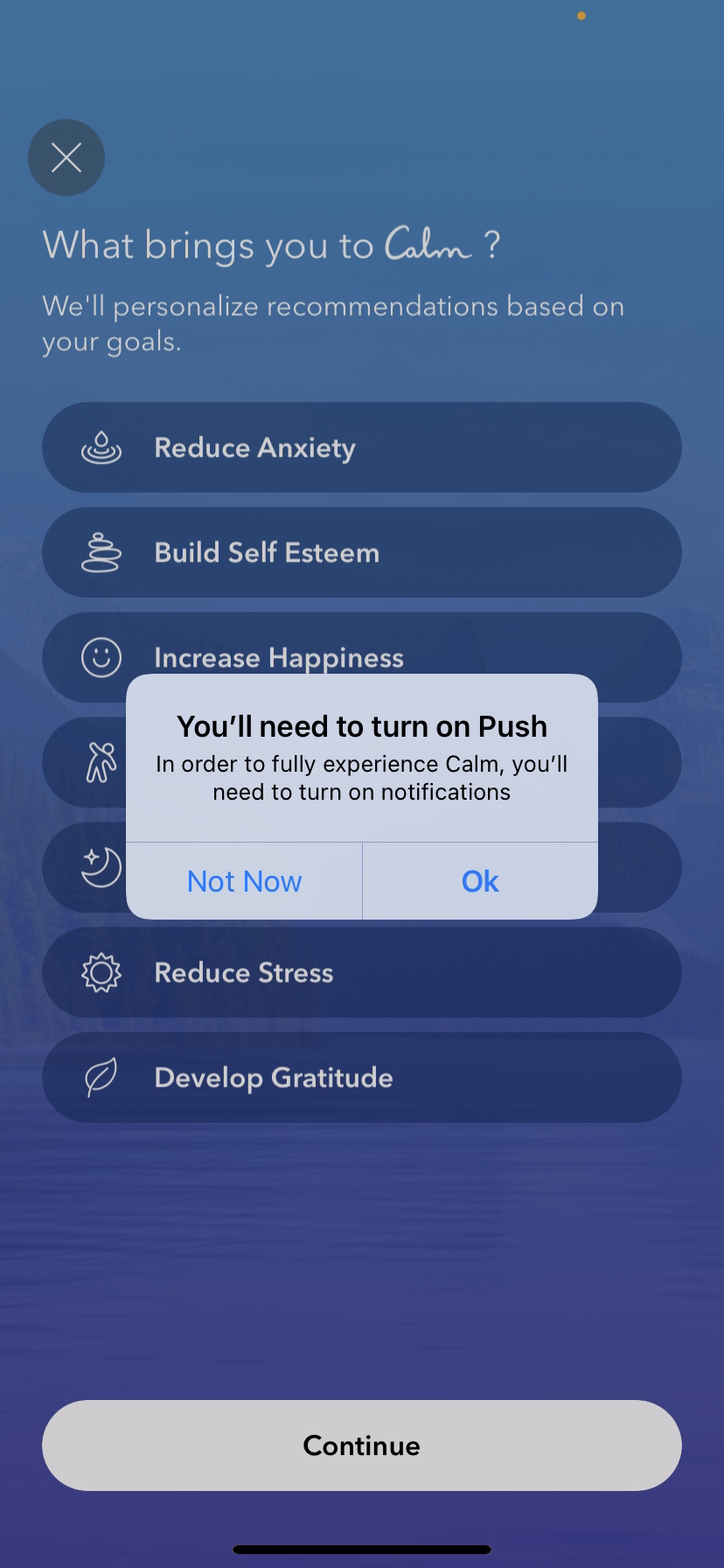 Calm - Notifications Opt-in