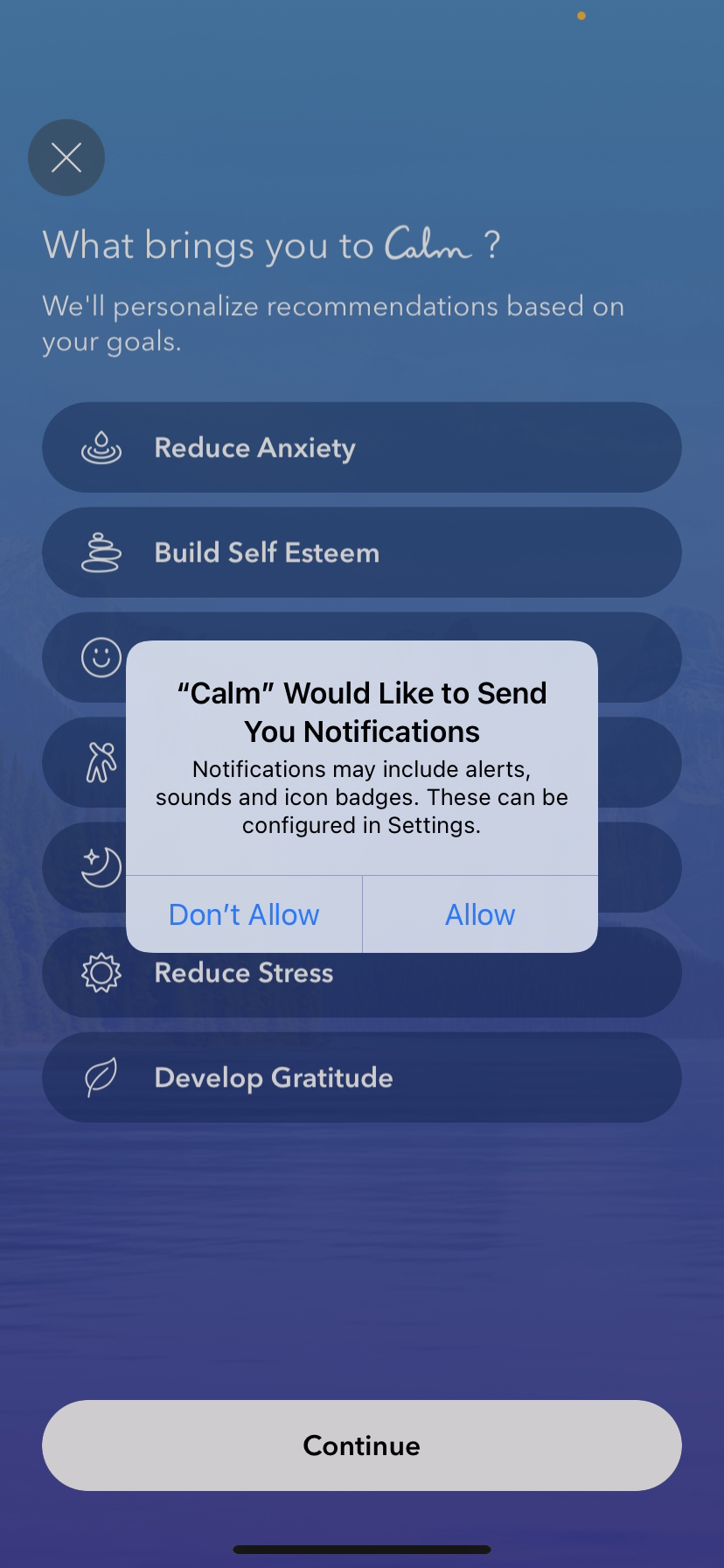 Calm - Notifications Opt-in - Screen 2