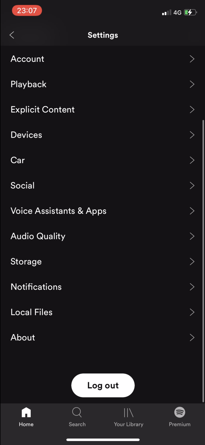 Spotify - Settings - Screen 2