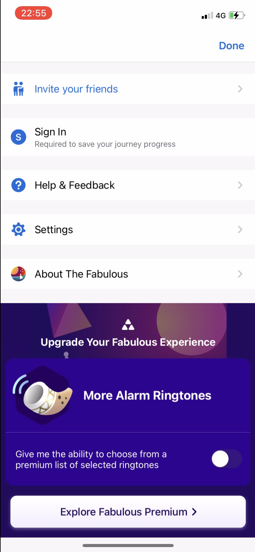 Fabulous - Settings - Screen 2