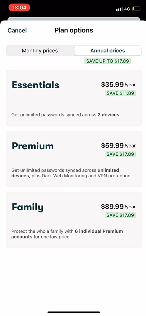 Dashlane - Upgrading - Screen 3
