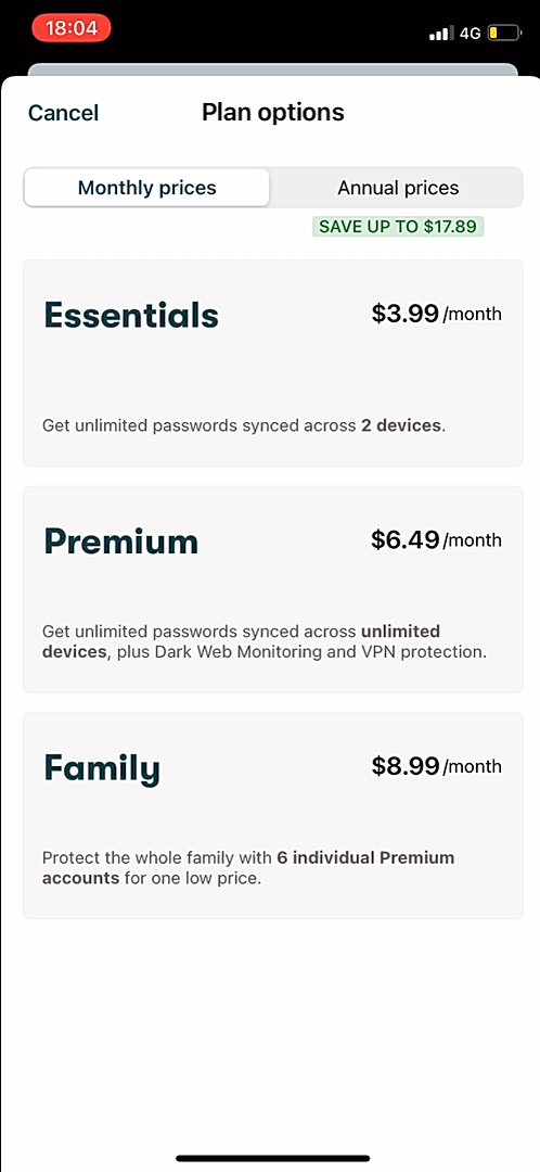 Dashlane - Upgrading