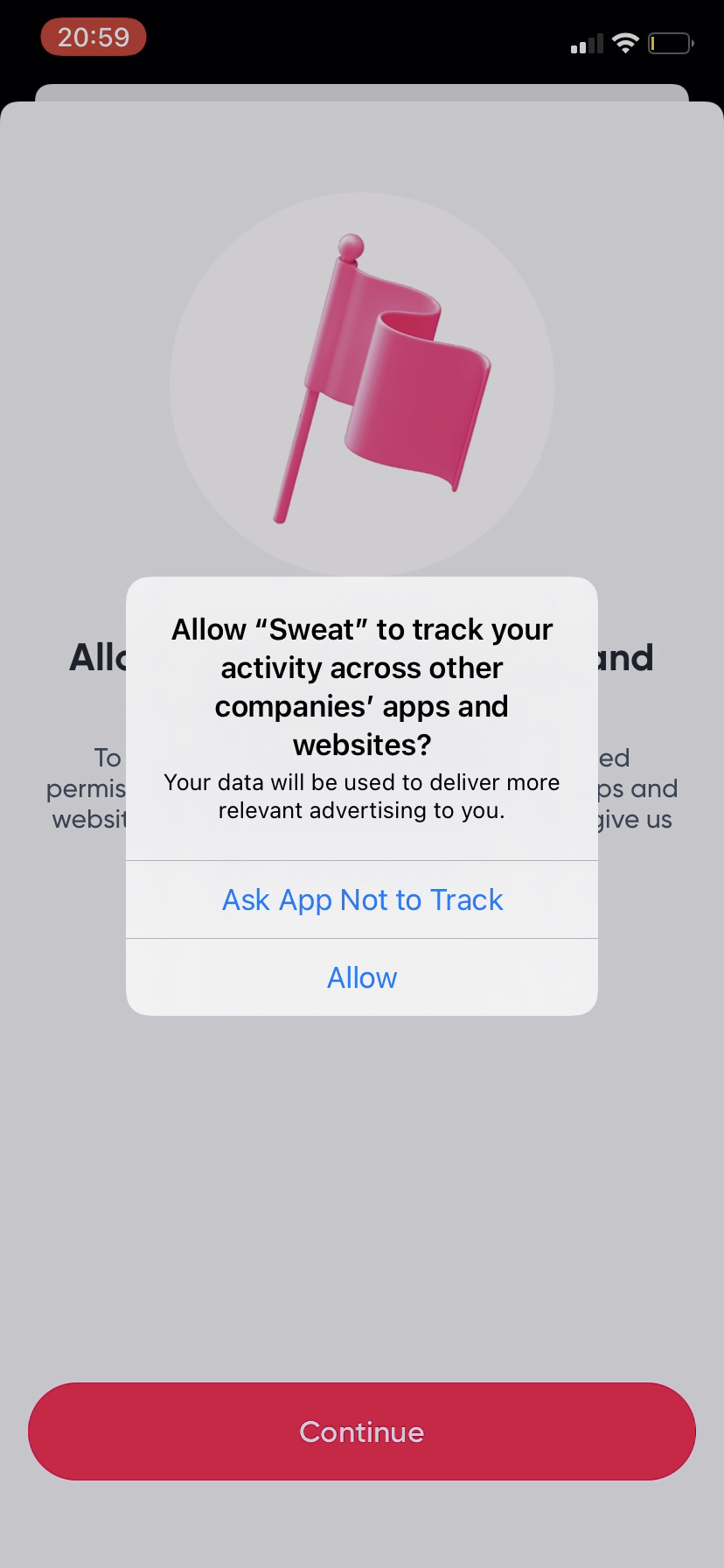 Sweat - Ad Tracking Opt-in - Screen 2