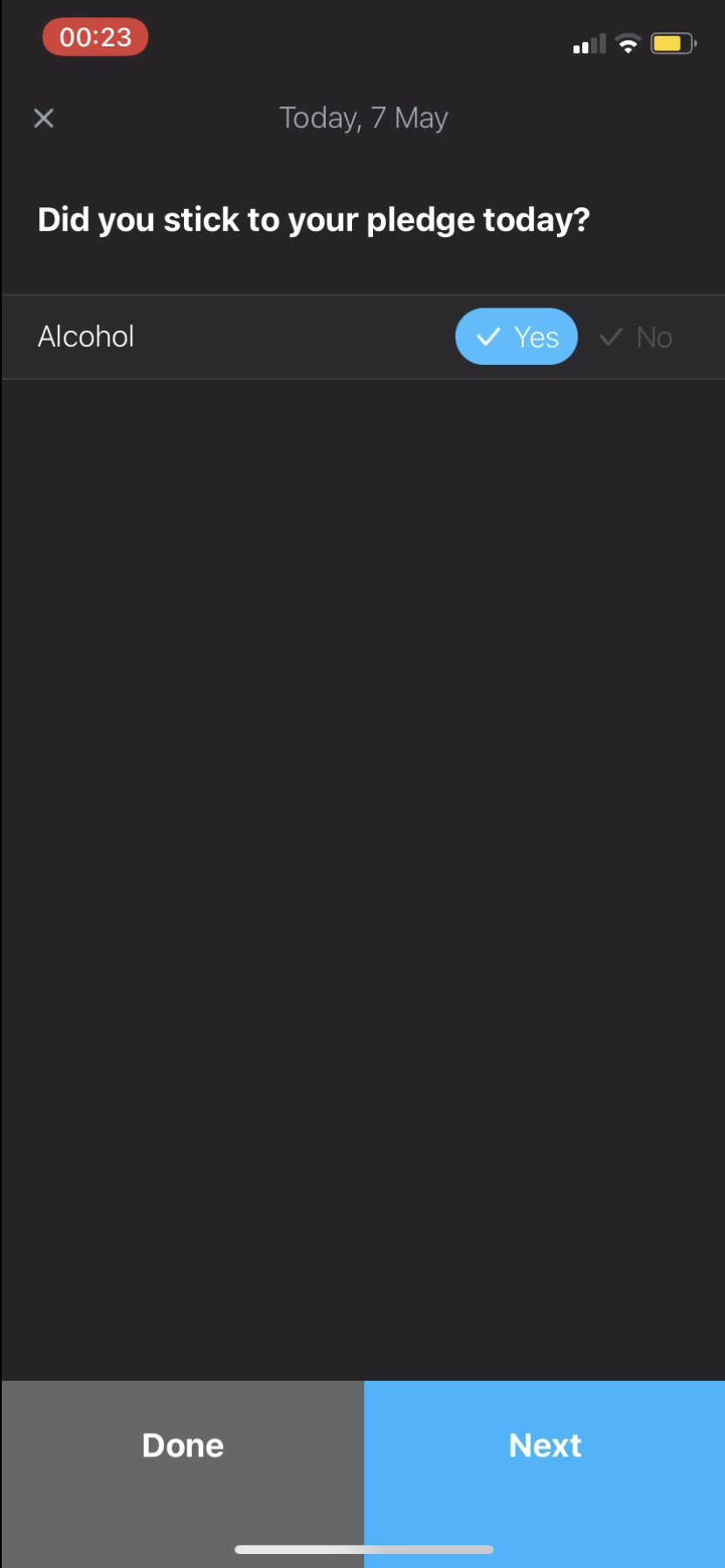 I Am Sober - Completing a diary - Screen 8