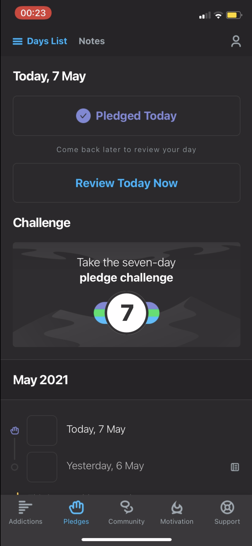 I Am Sober - Completing a diary - Screen 7