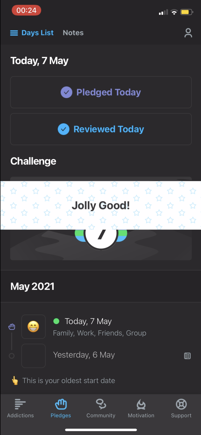 I Am Sober - Completing a diary - Screen 14