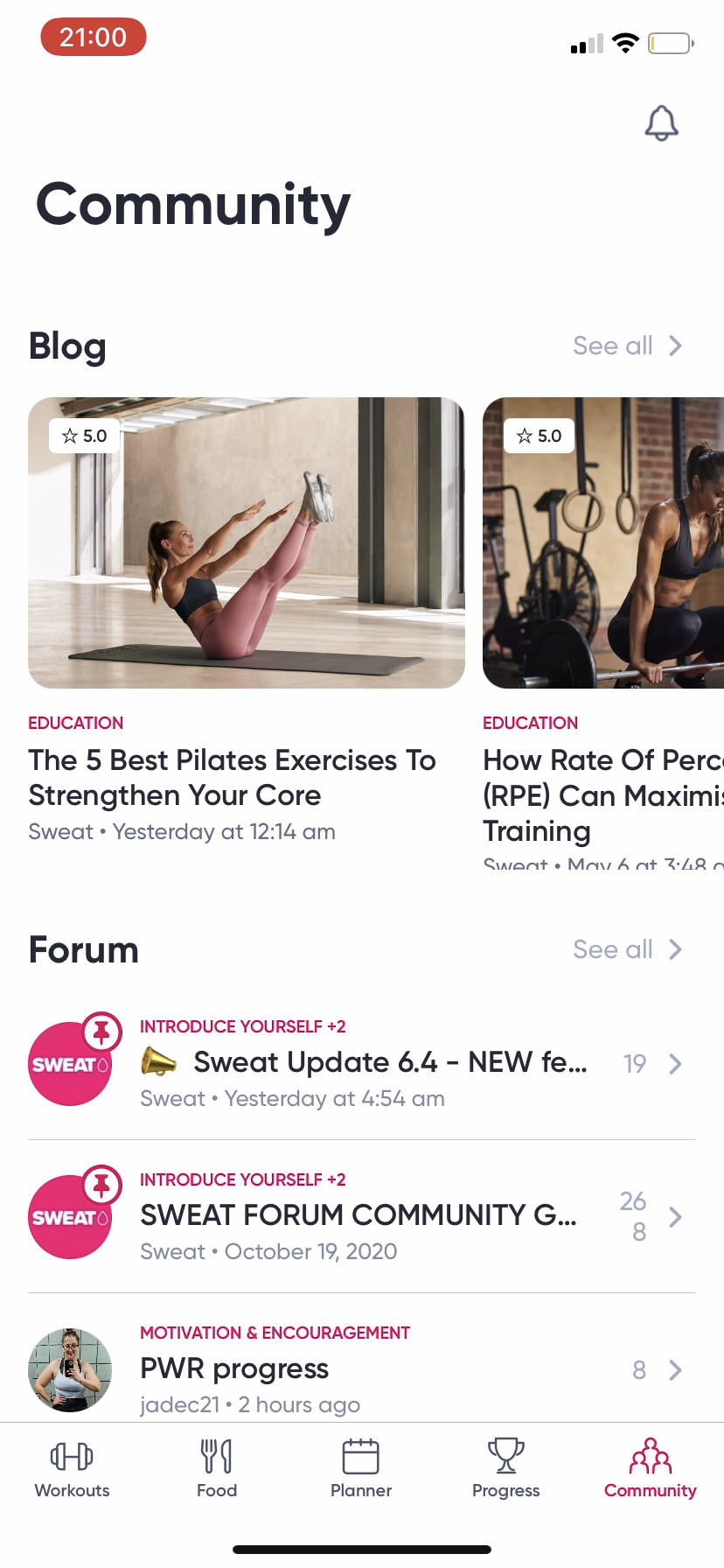 Sweat - Navigation - Screen 5