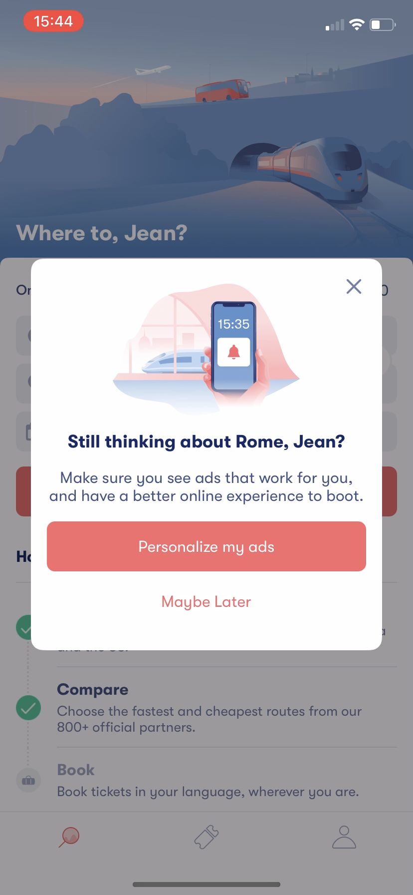 Omio - Ad Tracking Opt-in