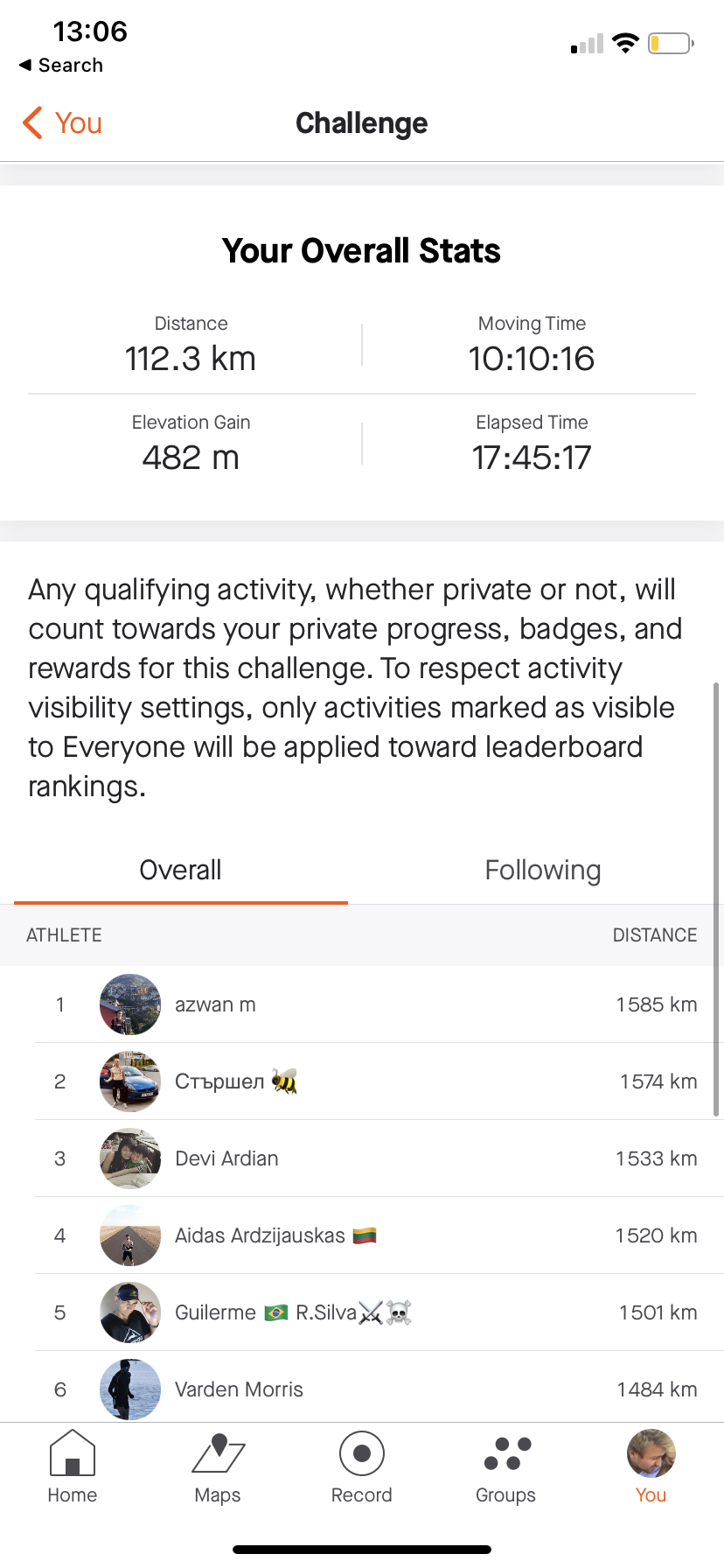 Strava screenshot 1