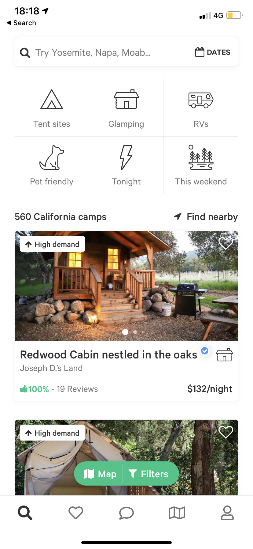 Hipcamp - Navigation