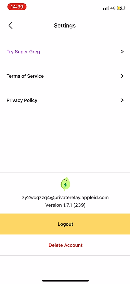 Greg - Settings - Screen 3