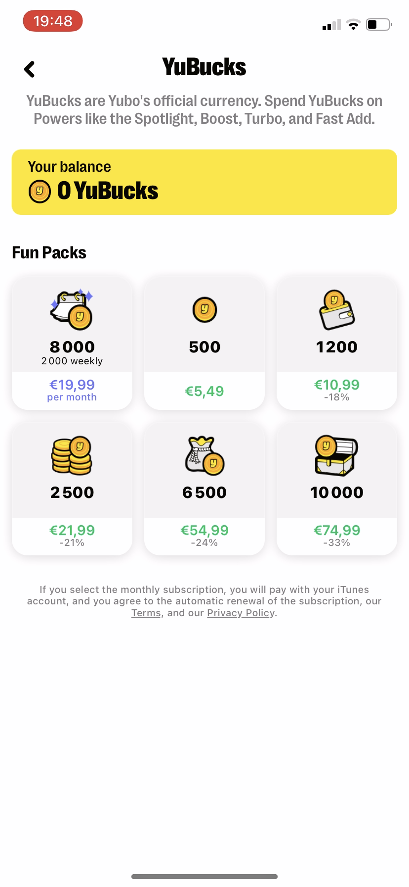 Yubo - Upgrading - Screen 3