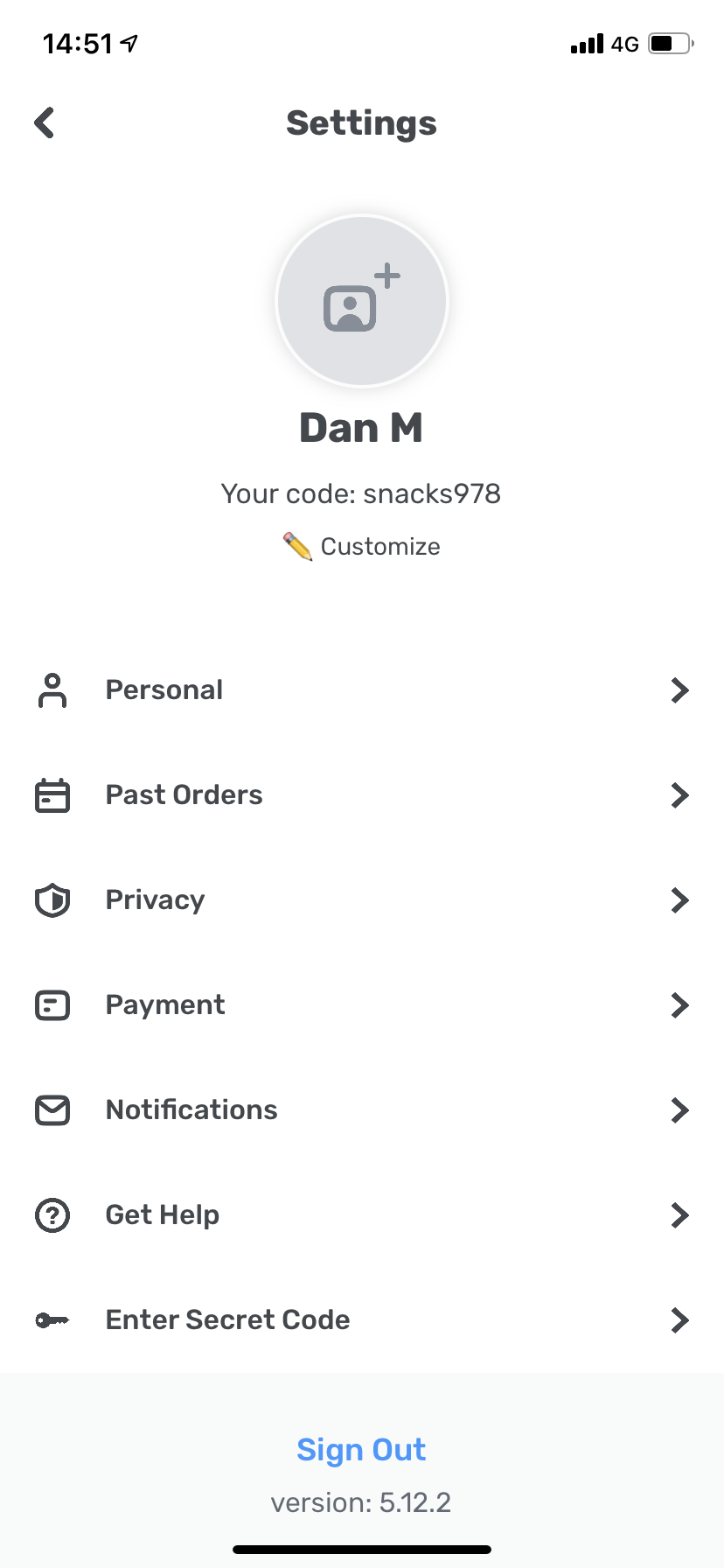 SnackPass - Settings